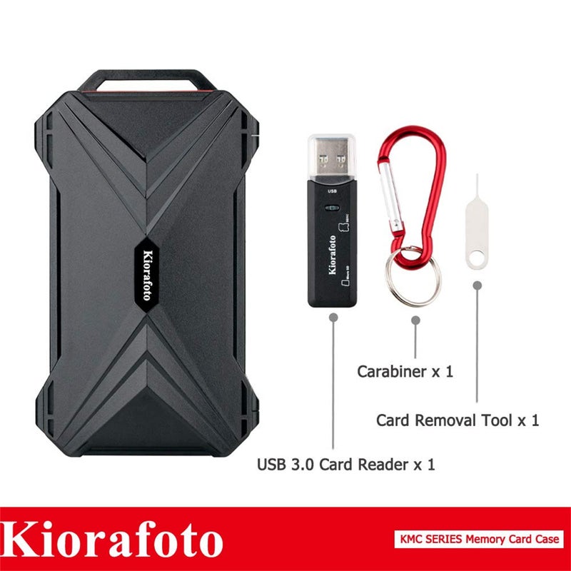 Kiorafoto [Memory Card Reader + 10 SD + 16 TF + 4 SIM] Magnetic Closure Memory Card Case Holder Organizer Protector Keeper for Camera SD SDHC SDXC MSD MicroSD TF Card & Micro SIM Nano SIM NM Nano Memory Cards - Image 4